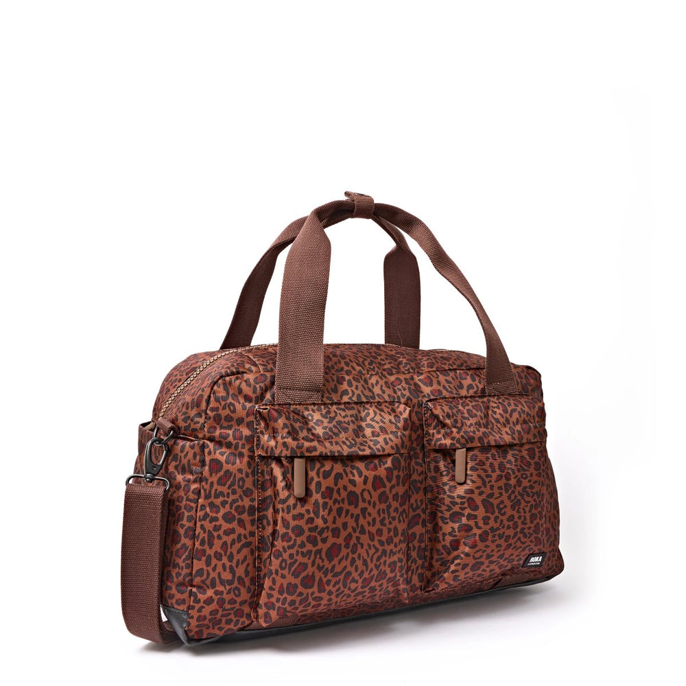 Roka London Gatwick Medium  Duffel Bag, Mini Leopard (Recycled Canvas)