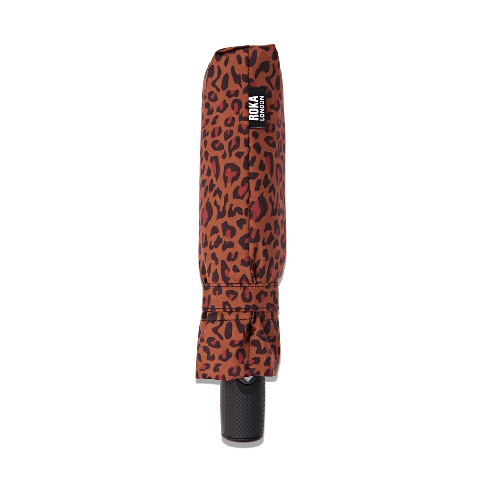 Roka London Waterloo Sustainable Umbrella, Mini Leopard