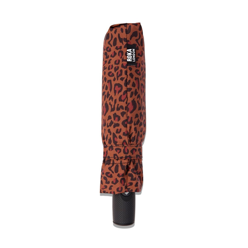 Roka London Waterloo Sustainable Umbrella, Mini Leopard