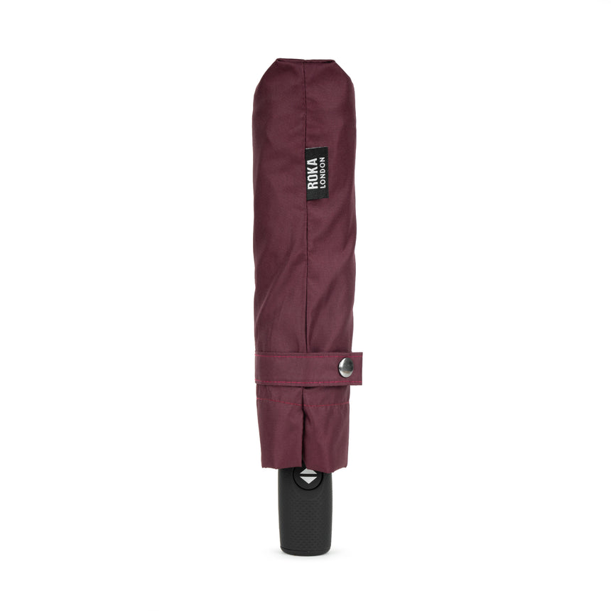 Roka London Waterloo Sustainable Umbrella, Plum & Cranberry