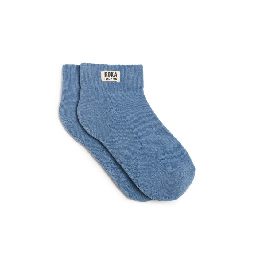 Roka London Wembley Organic Cotton Ankle Socks, Airforce