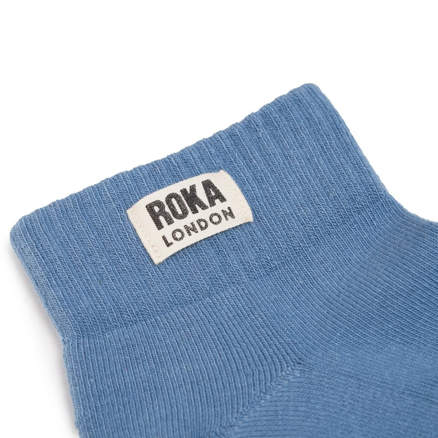 Roka London Wembley Organic Cotton Ankle Socks, Airforce