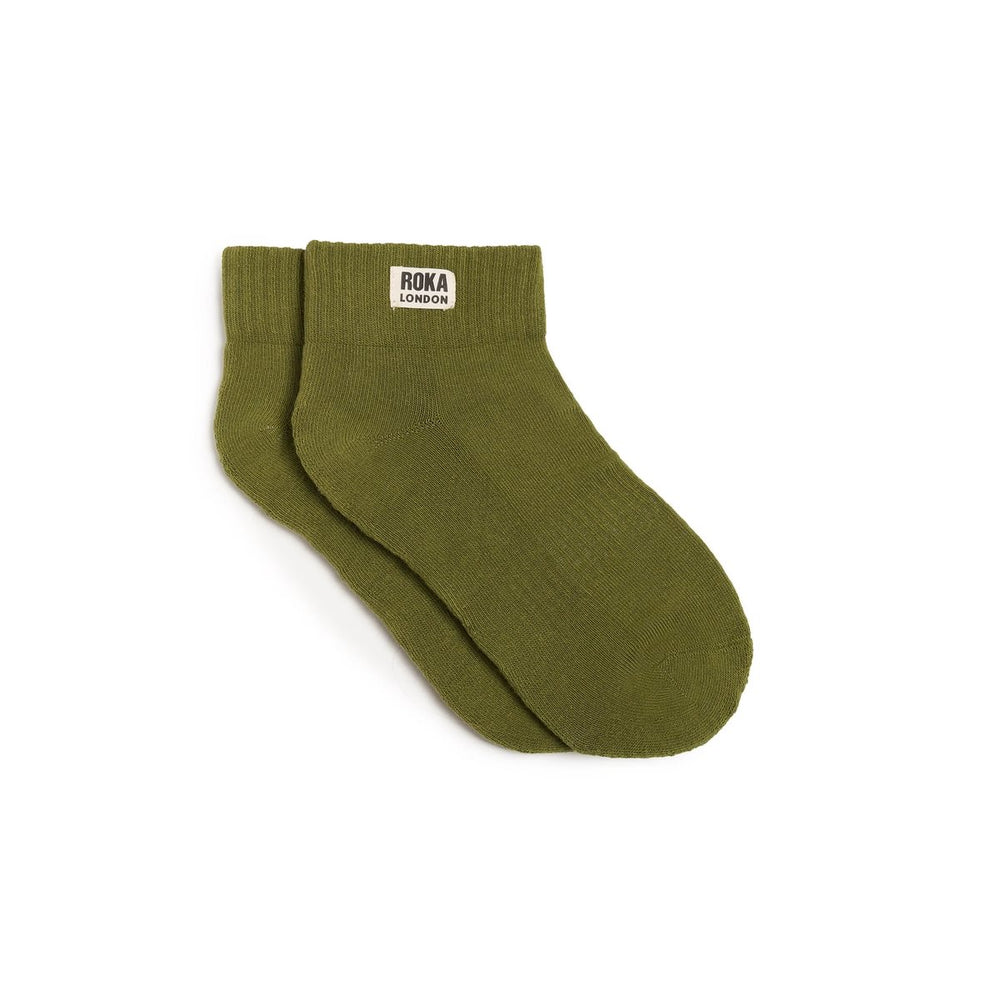 Roka London Wembley Organic Cotton Ankle Socks, Avocado