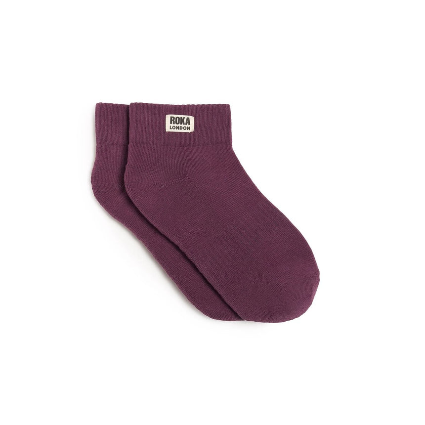 Roka London Wembley Organic Cotton Ankle Socks, Berry