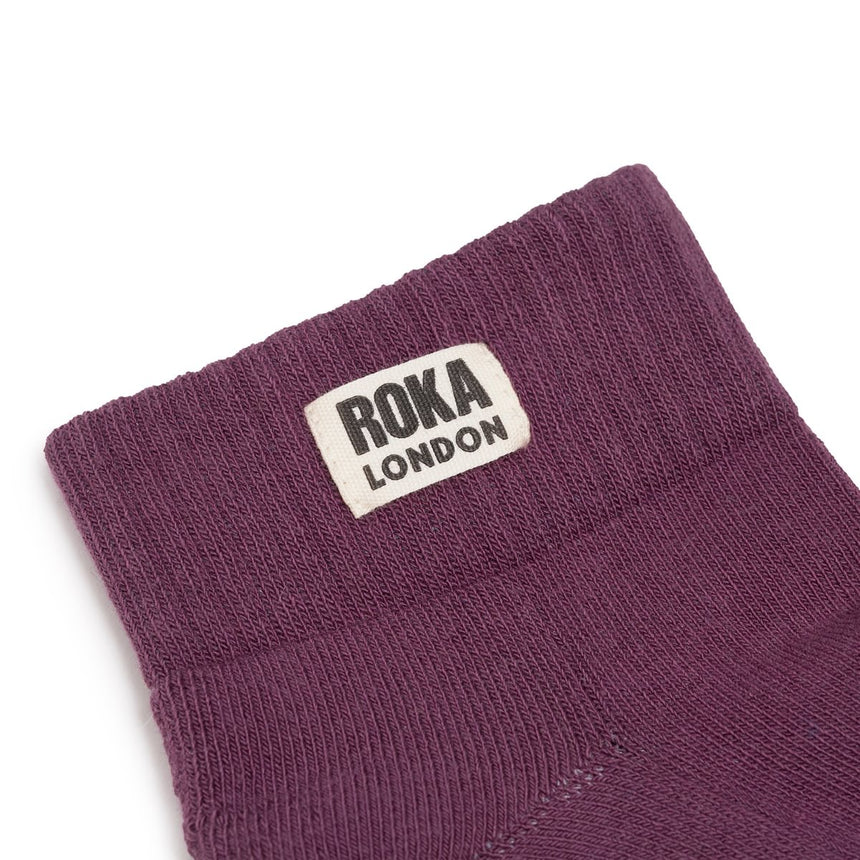 Roka London Wembley Organic Cotton Ankle Socks, Berry
