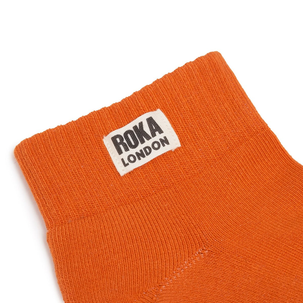 Roka London Wembley Organic Cotton Ankle Socks, Burnt Orange