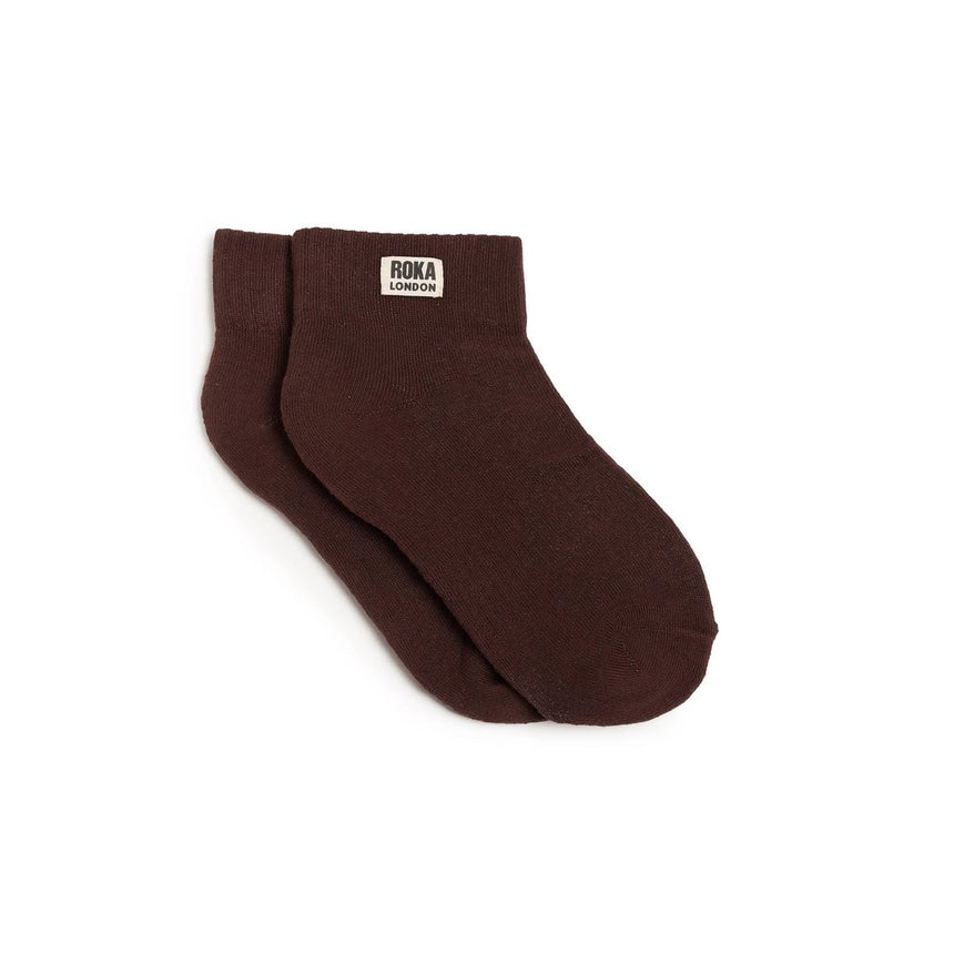 Roka London Wembley Organic Cotton Ankle Socks, Coco
