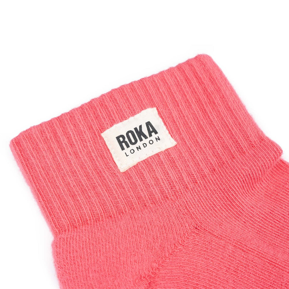 Roka London Wembley Organic Cotton Ankle Socks, Coral