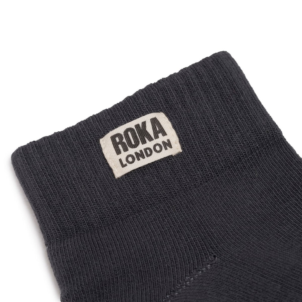 Roka London Wembley Organic Cotton Ankle Socks, Faded Black