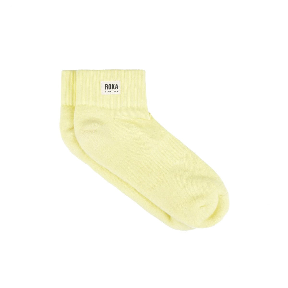 Roka London Wembley Organic Cotton Ankle Socks, Lemonade