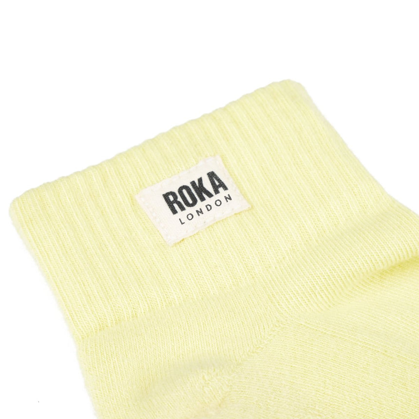 Roka London Wembley Organic Cotton Ankle Socks, Lemonade