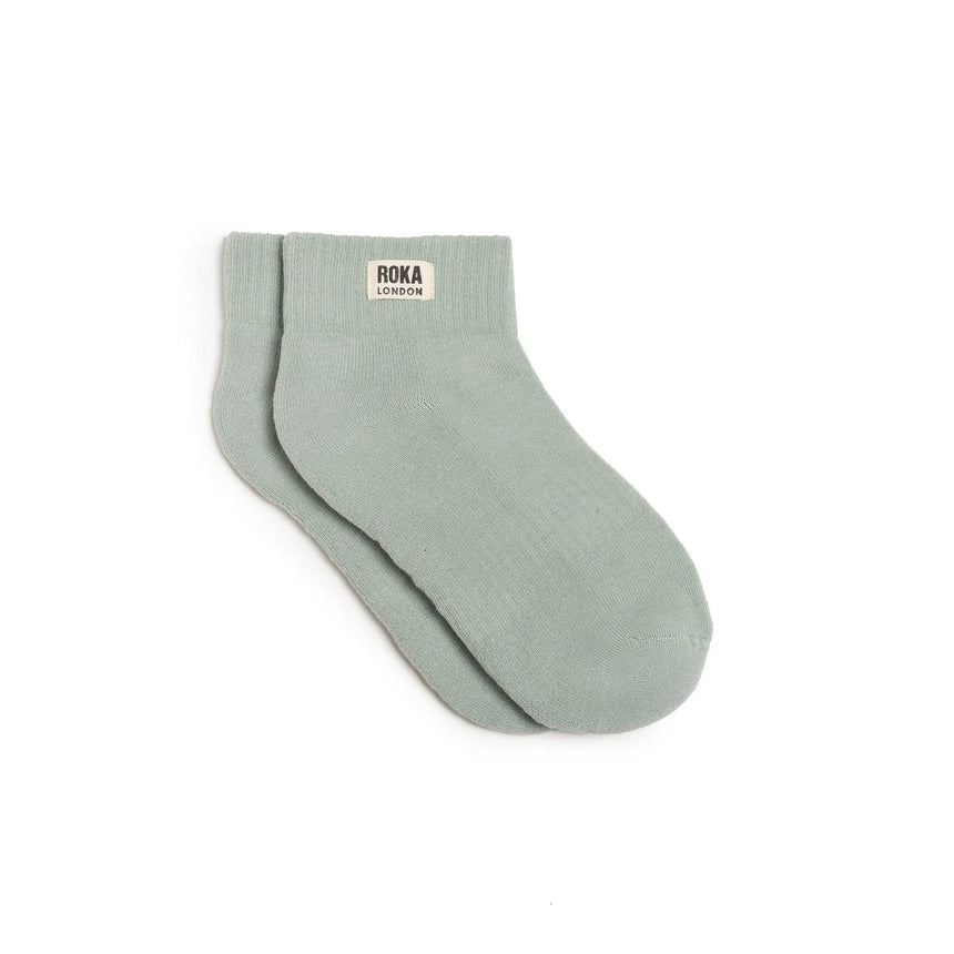 Roka London Wembley Organic Cotton Ankle Socks, Mist