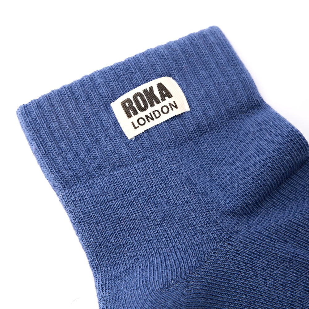 Roka London Wembley Organic Cotton Ankle Socks, Coastal Blue