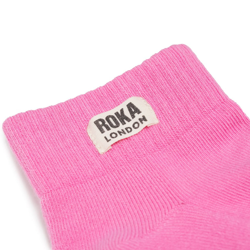 Roka London Wembley Organic Cotton Ankle Socks, Pink Carnation