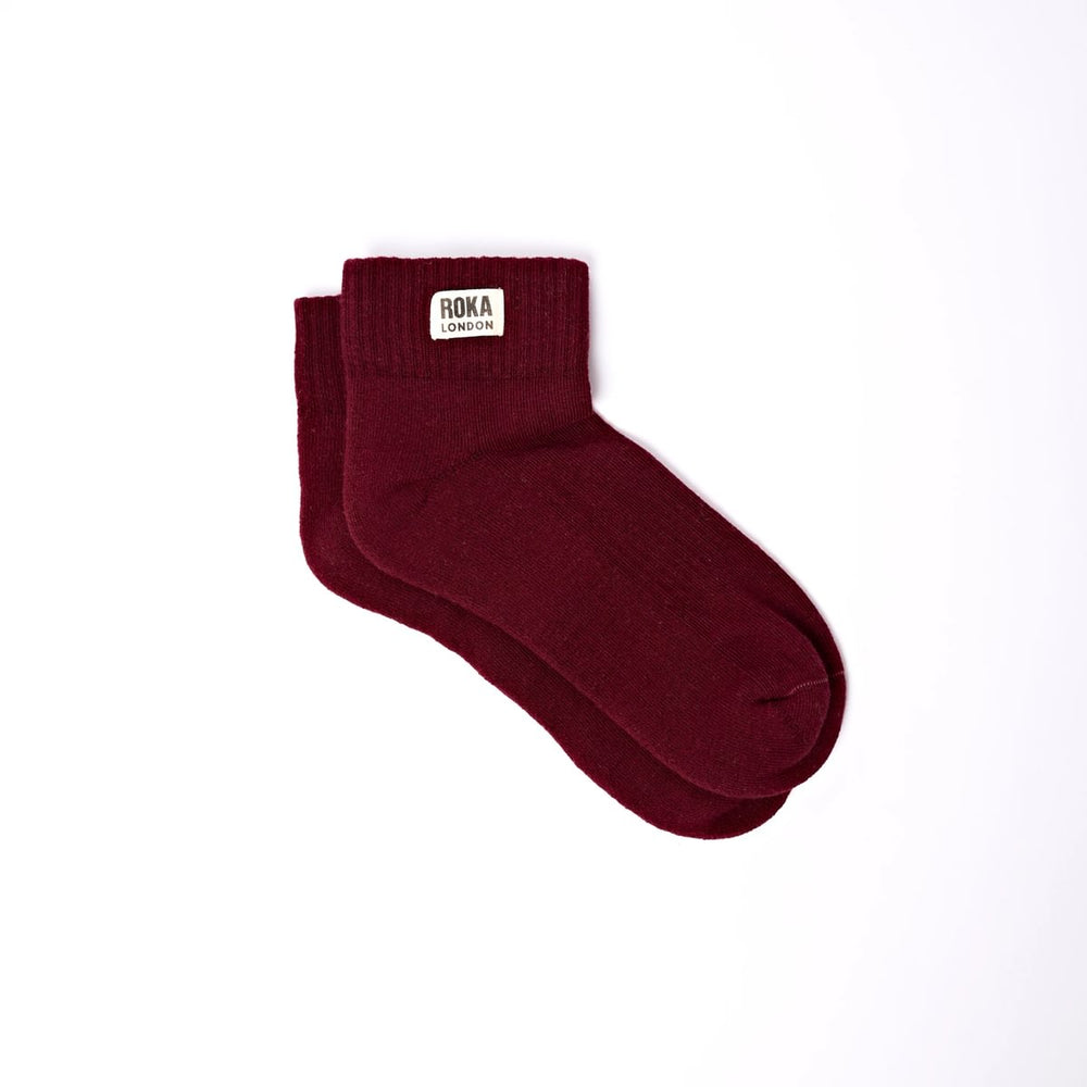 Roka London Wembley Organic Cotton Ankle Socks, Plum