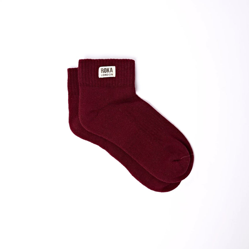 Roka London Wembley Organic Cotton Ankle Socks, Plum