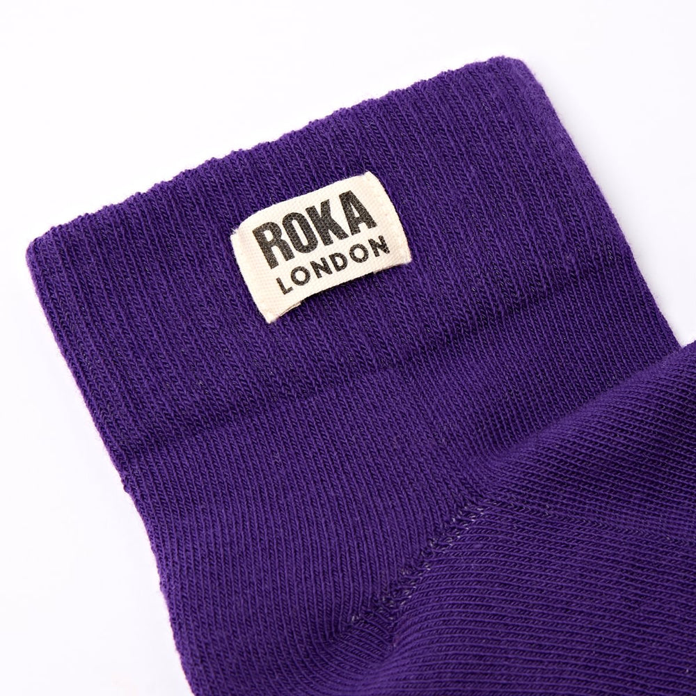 Roka London Wembley Organic Cotton Ankle Socks, Purple