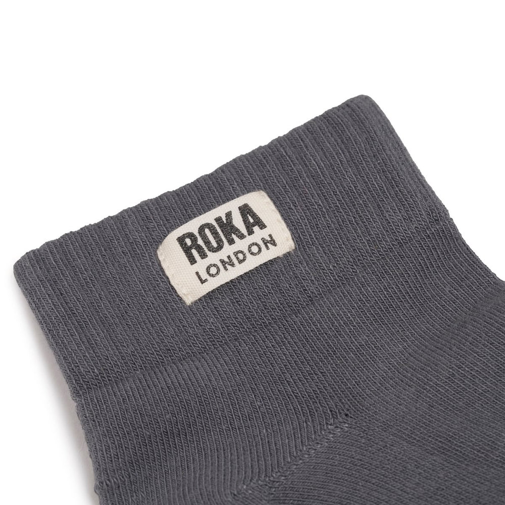 Roka London Wembley Organic Cotton Ankle Socks, Smoke