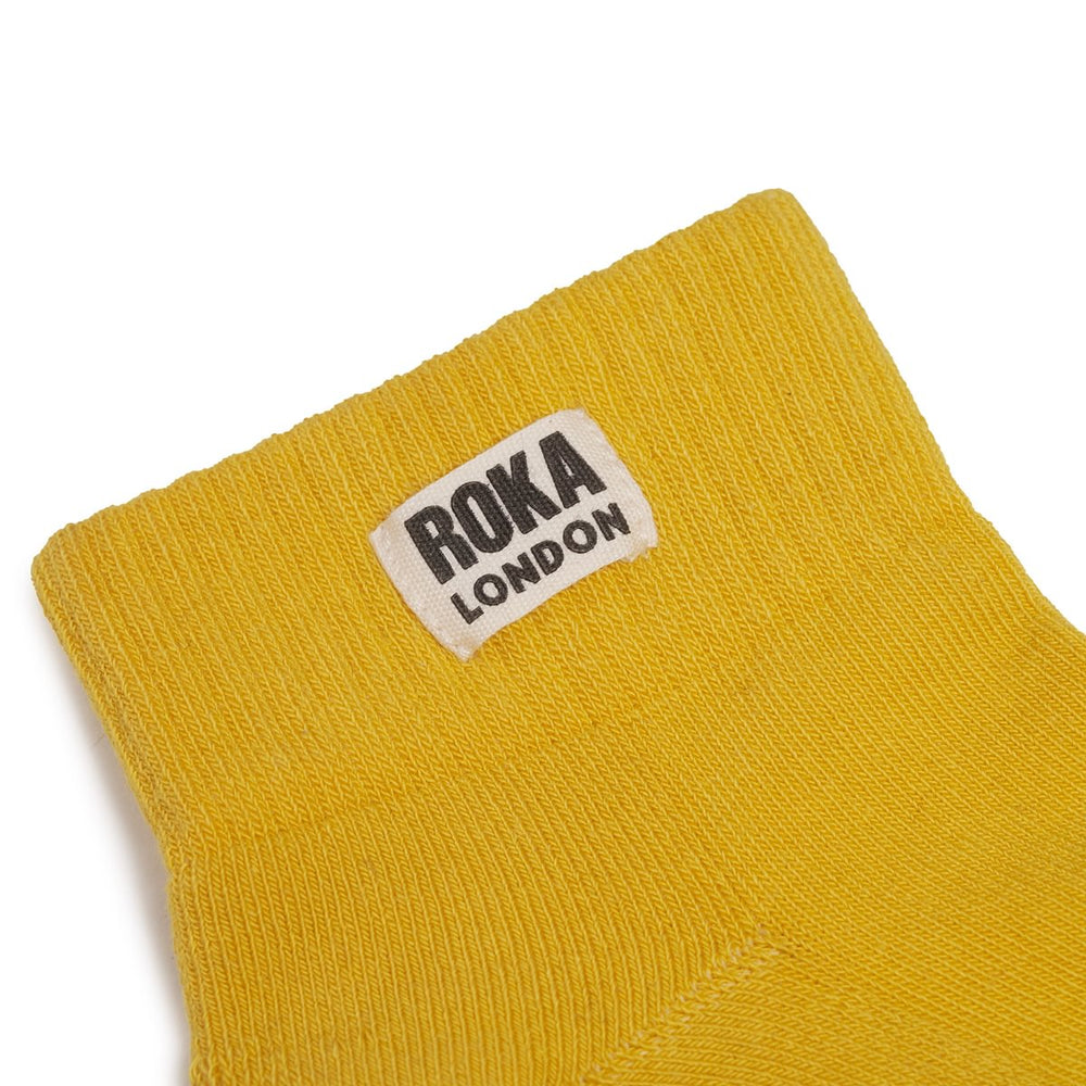 Roka London Wembley Organic Cotton Ankle Socks, Summer Yellow