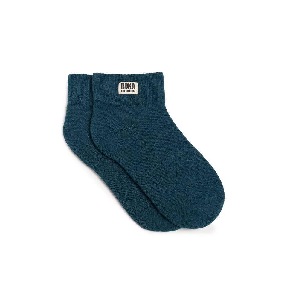 Roka London Wembley Organic Cotton Ankle Socks, Teal