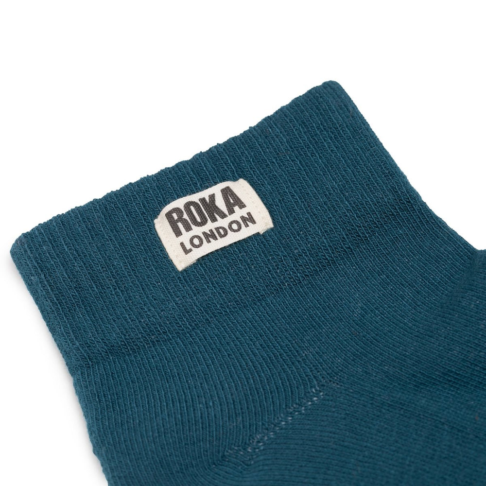 Roka London Wembley Organic Cotton Ankle Socks, Teal