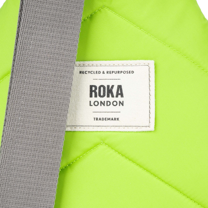 Roka London Willesden B XL Crossbody Bag, Lime (Recycled Nylon)