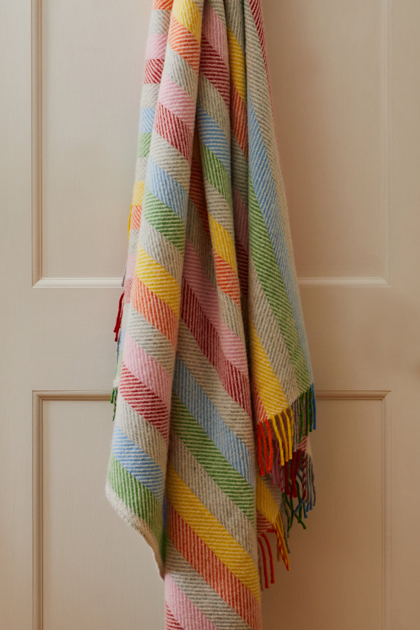 Tweedmill  Pure New Wool Throw, Stripe Rainbow