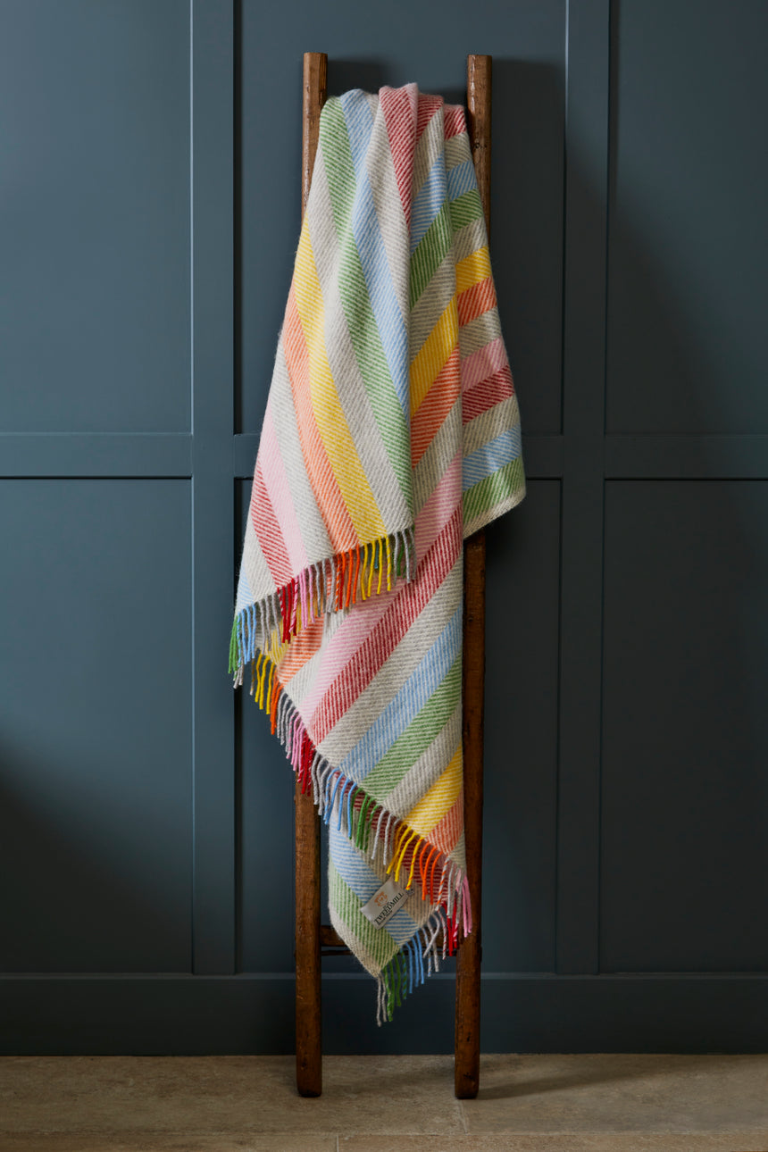 Tweedmill  Pure New Wool Throw, Stripe Rainbow