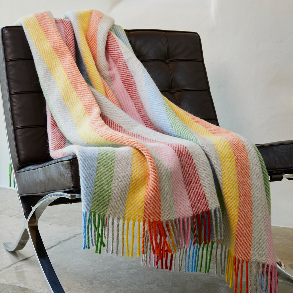Tweedmill  Pure New Wool Throw, Stripe Rainbow