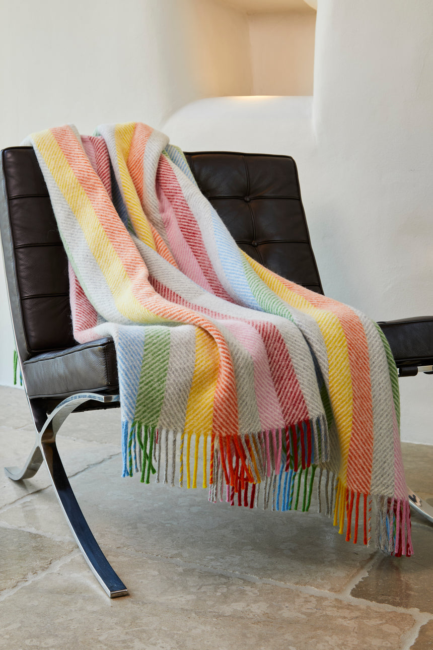 Tweedmill  Pure New Wool Throw, Stripe Rainbow