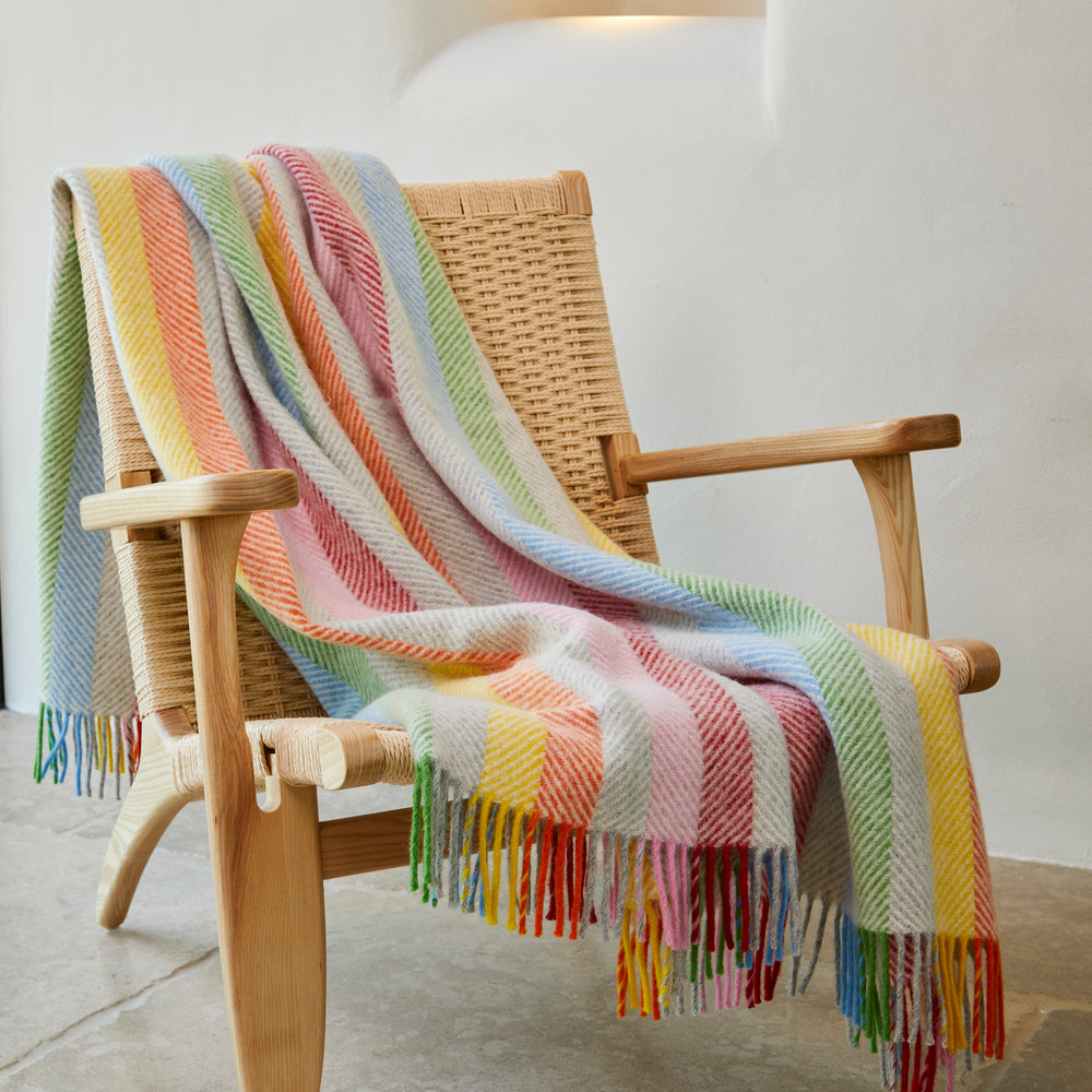 Tweedmill  Pure New Wool Throw, Stripe Rainbow