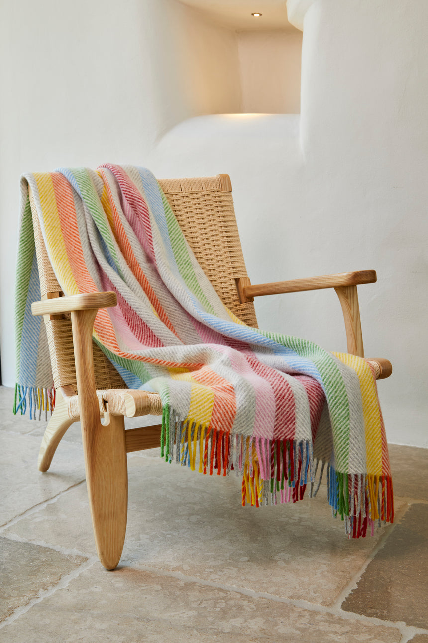 Tweedmill  Pure New Wool Throw, Stripe Rainbow