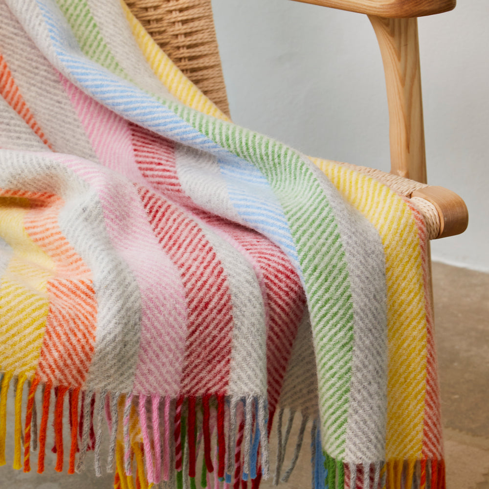 Tweedmill  Pure New Wool Throw, Stripe Rainbow