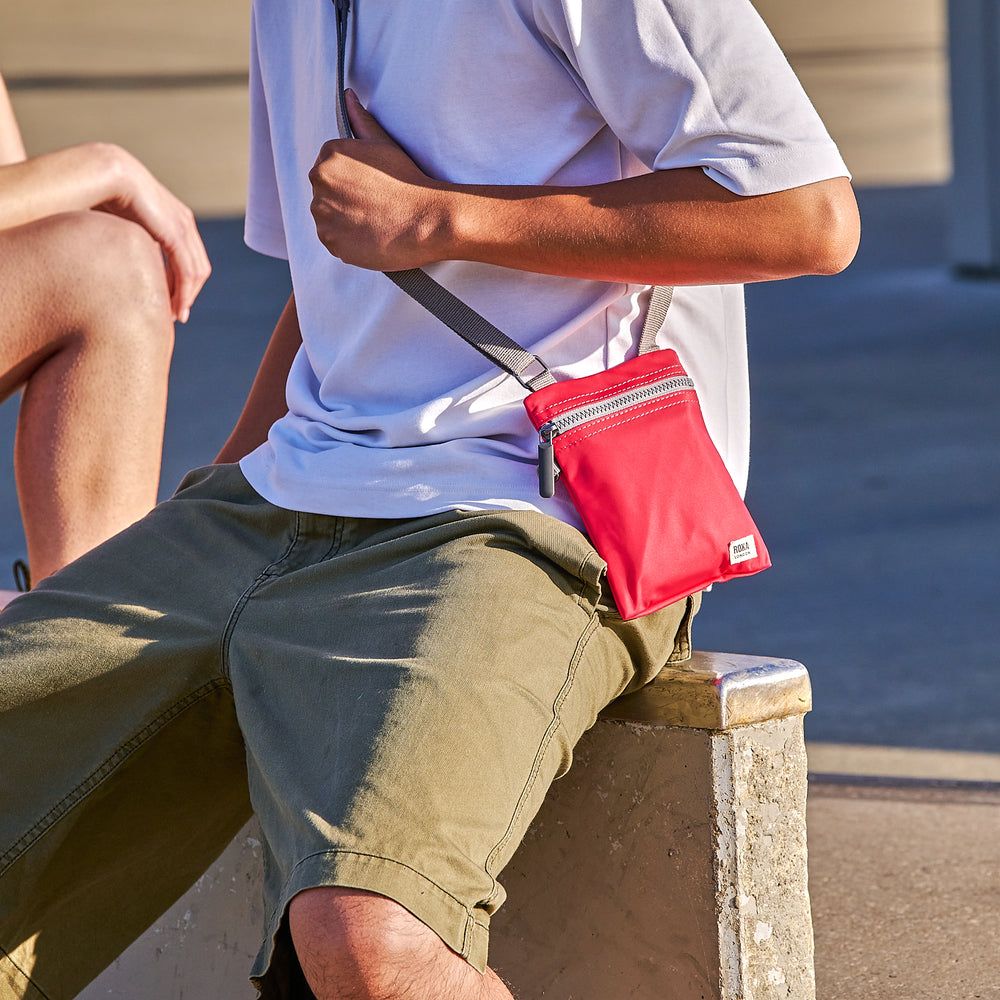 Roka London Chelsea Crossbody Phone Bag, Sparkling Cosmo (Recycled Nylon)