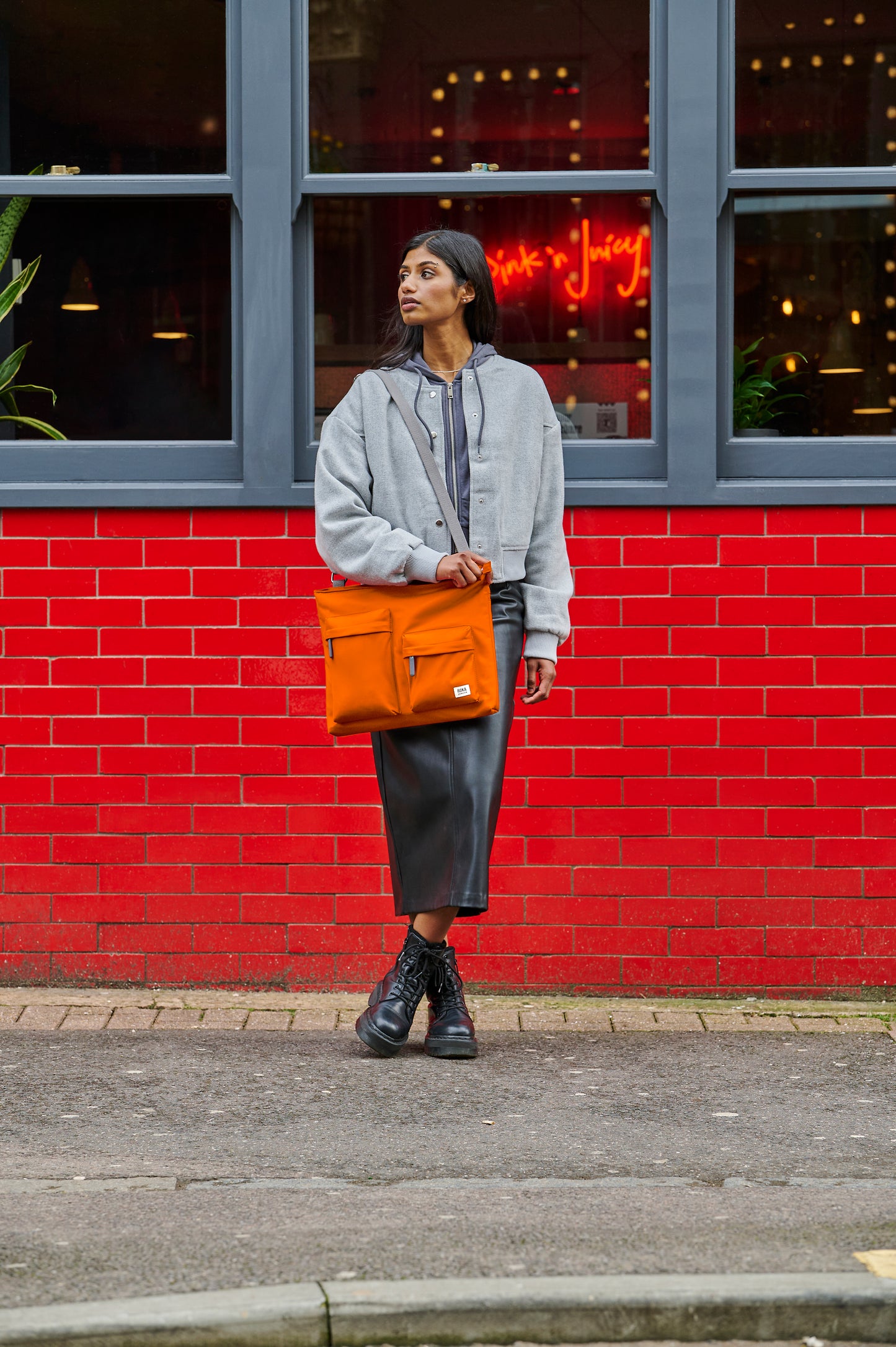 Roka London Moorgate M Tote Bag, Burnt orange  (Recycled Nylon )