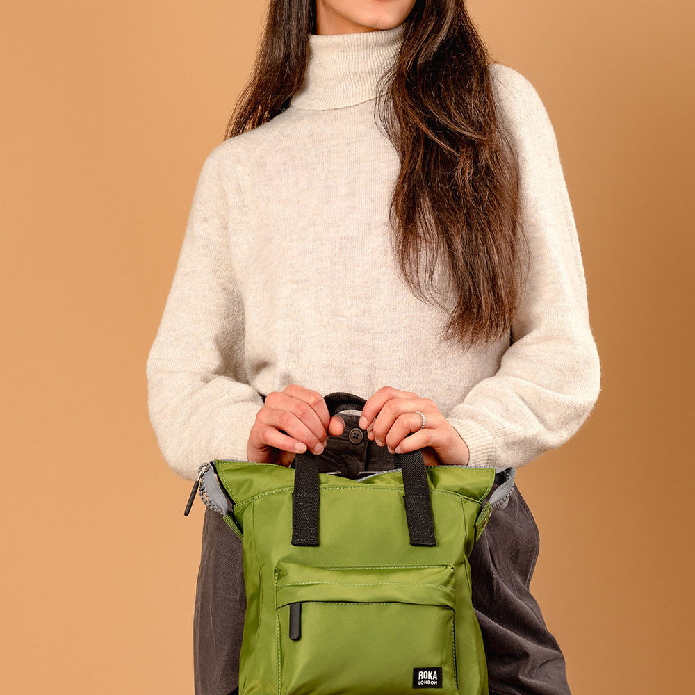 Roka London Black Label, Bantry B Small Rucksack, Avocado (Sustainable Nylon)