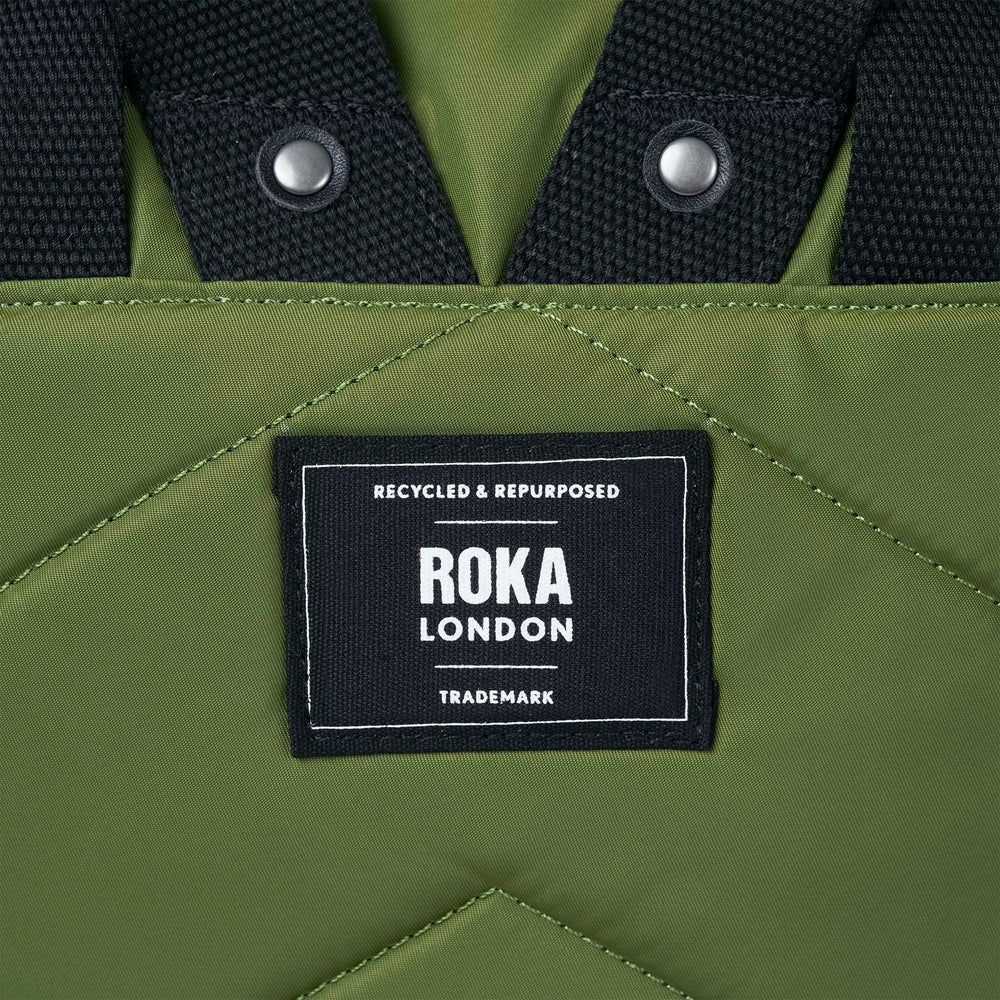 Roka London Black Label, Canfield B Medium Rucksack, Avocado (Sustainable Nylon)