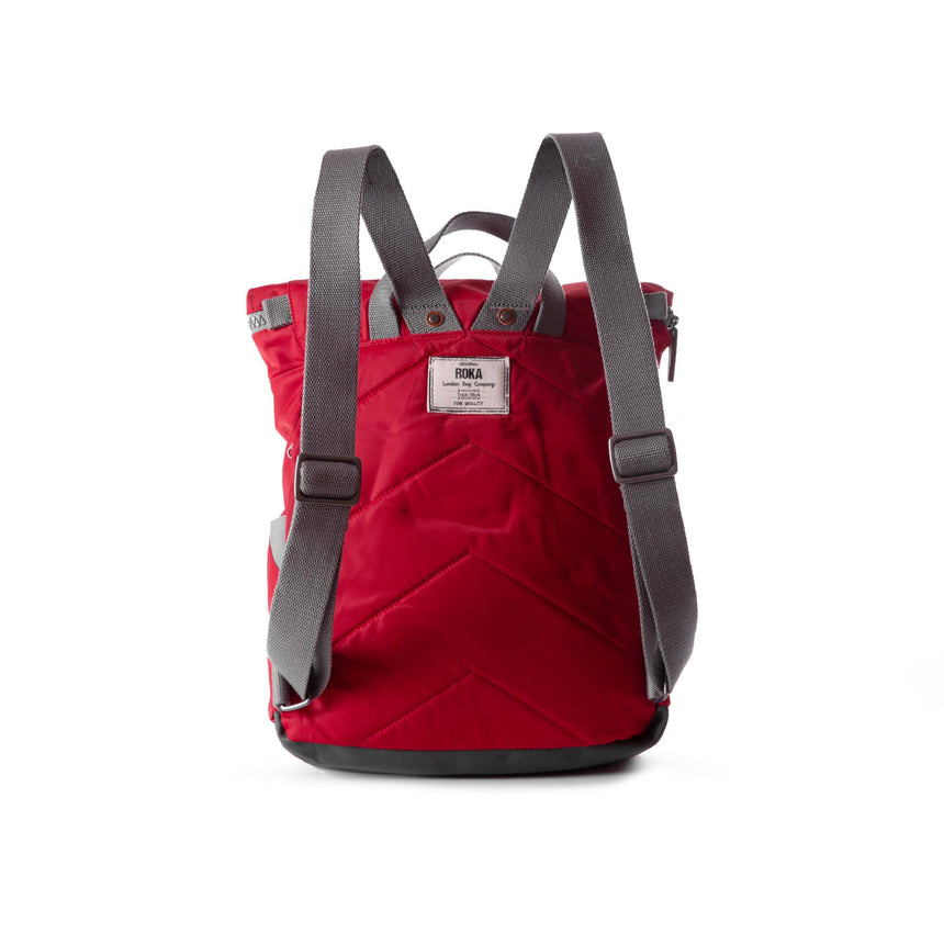 Roka London Canfield B Medium Sustainable Nylon Rucksack, Cranberry