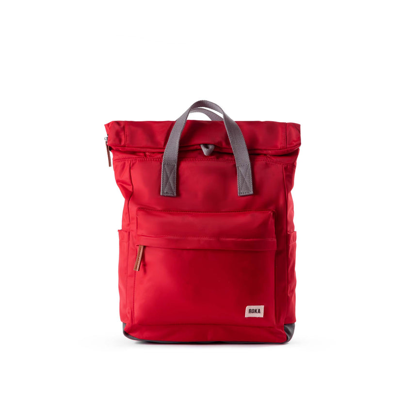 Roka London Canfield B Medium Sustainable Nylon Rucksack, Cranberry