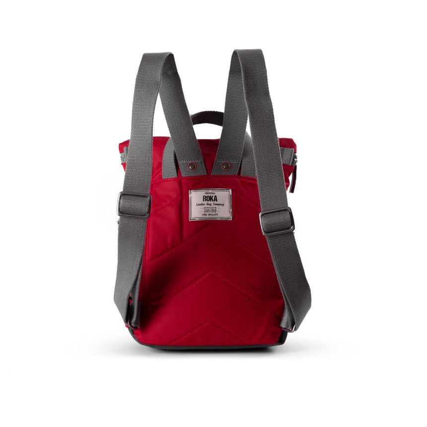 Roka London Canfield B Small  Sustainable Nylon Rucksack, Cranberry