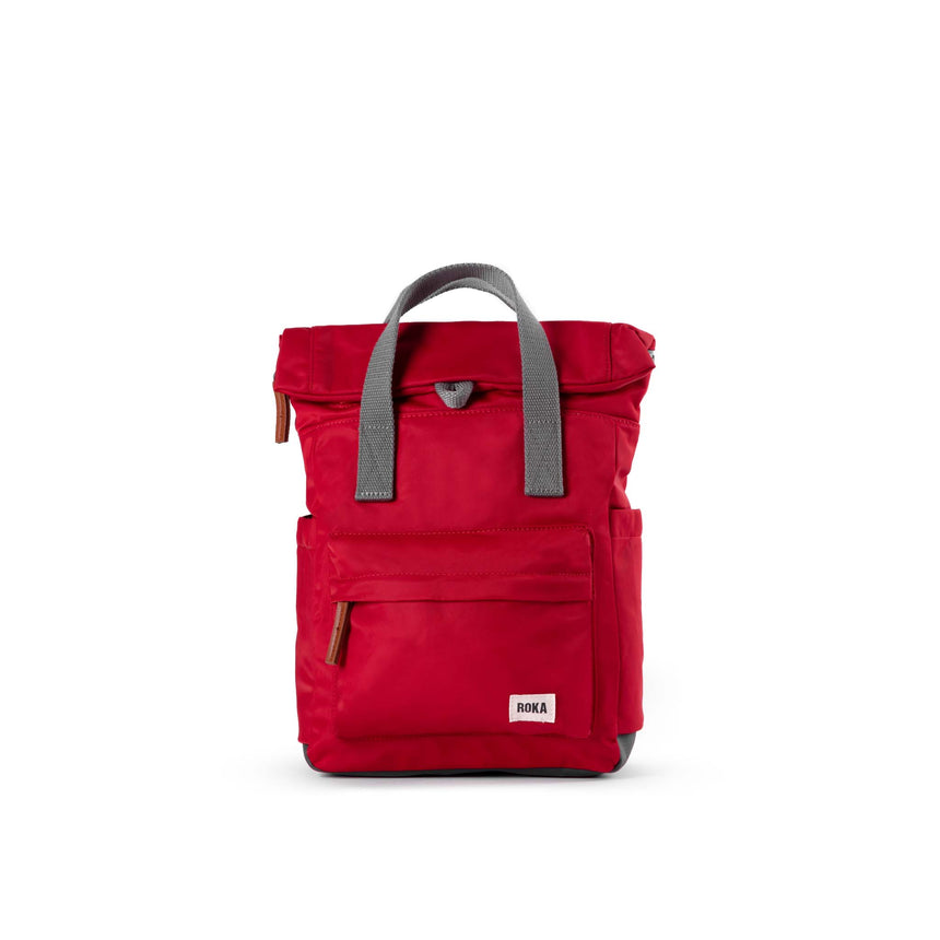 Roka London Canfield B Small  Sustainable Nylon Rucksack, Cranberry