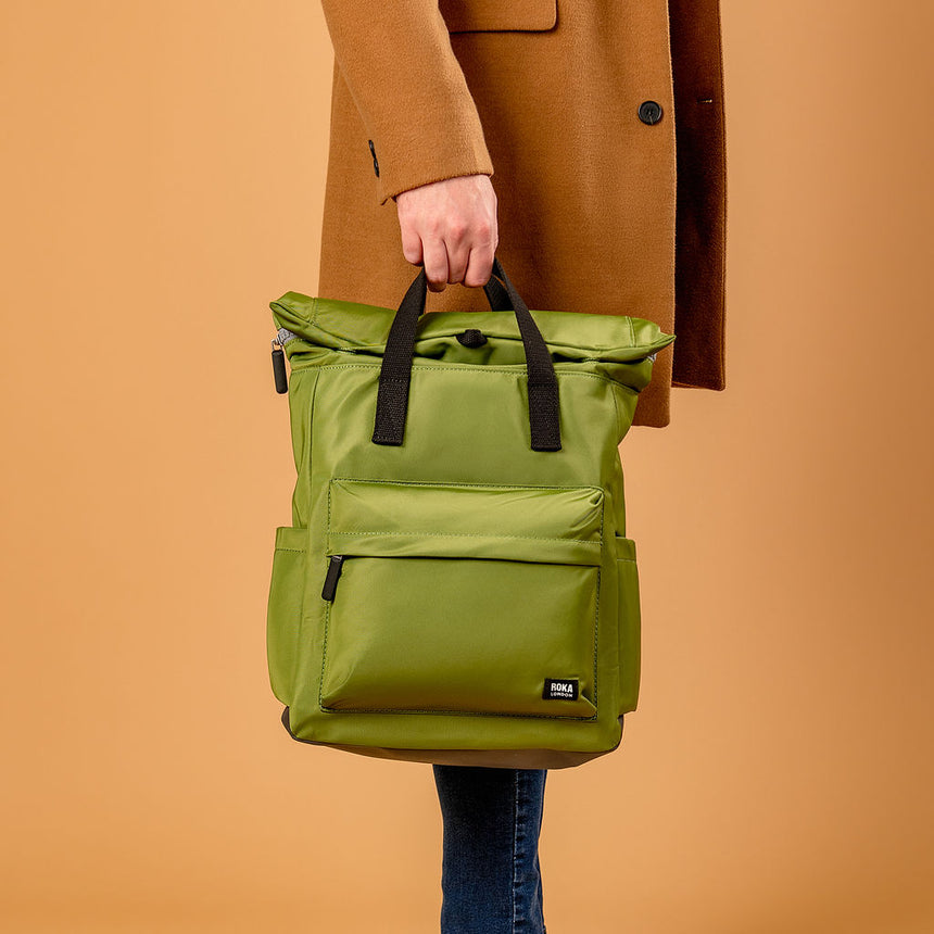 Roka London Black Label, Canfield B Medium Rucksack, Avocado (Sustainable Nylon)