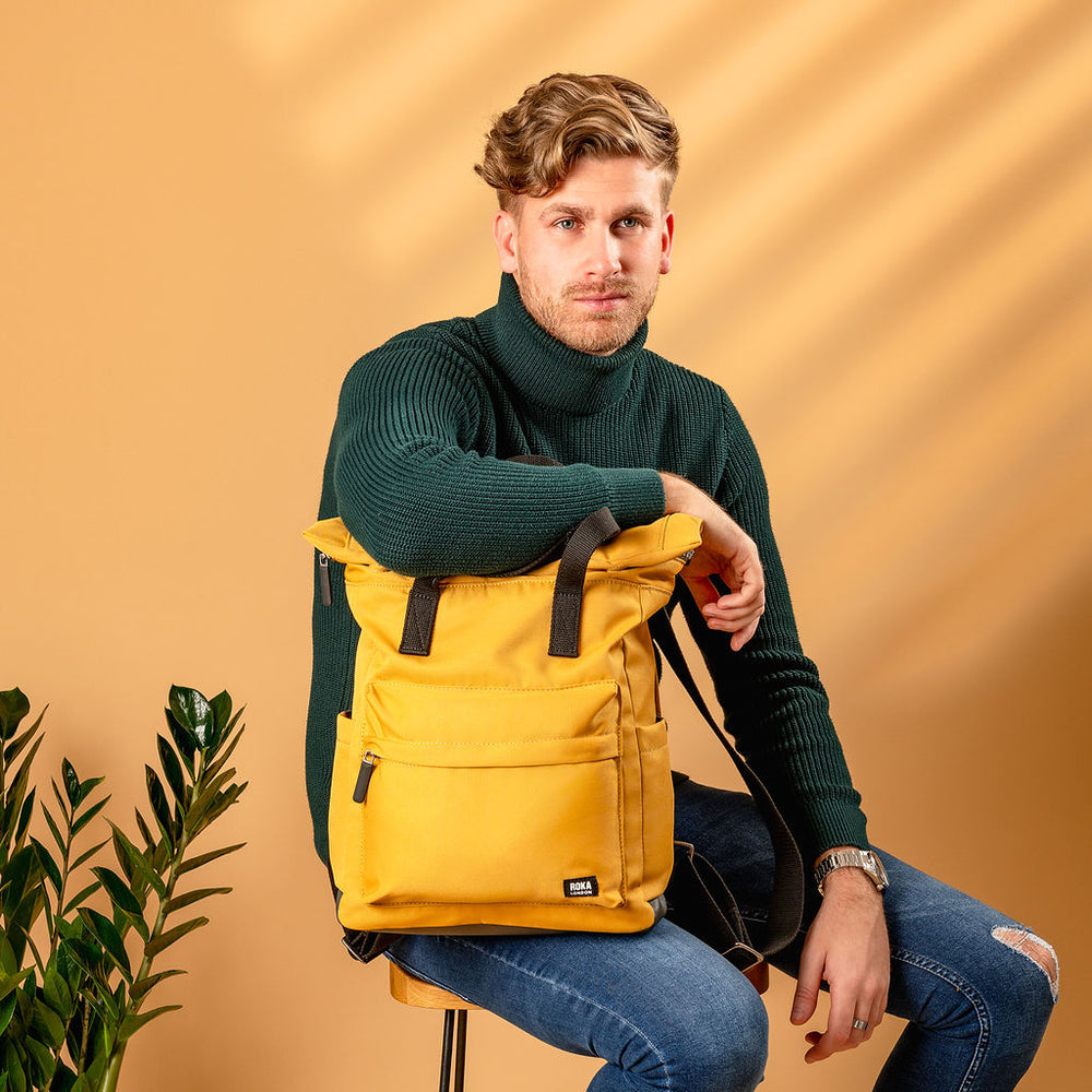 Roka London Black Label, Canfield B Medium Rucksack, Corn (Sustainable Nylon)