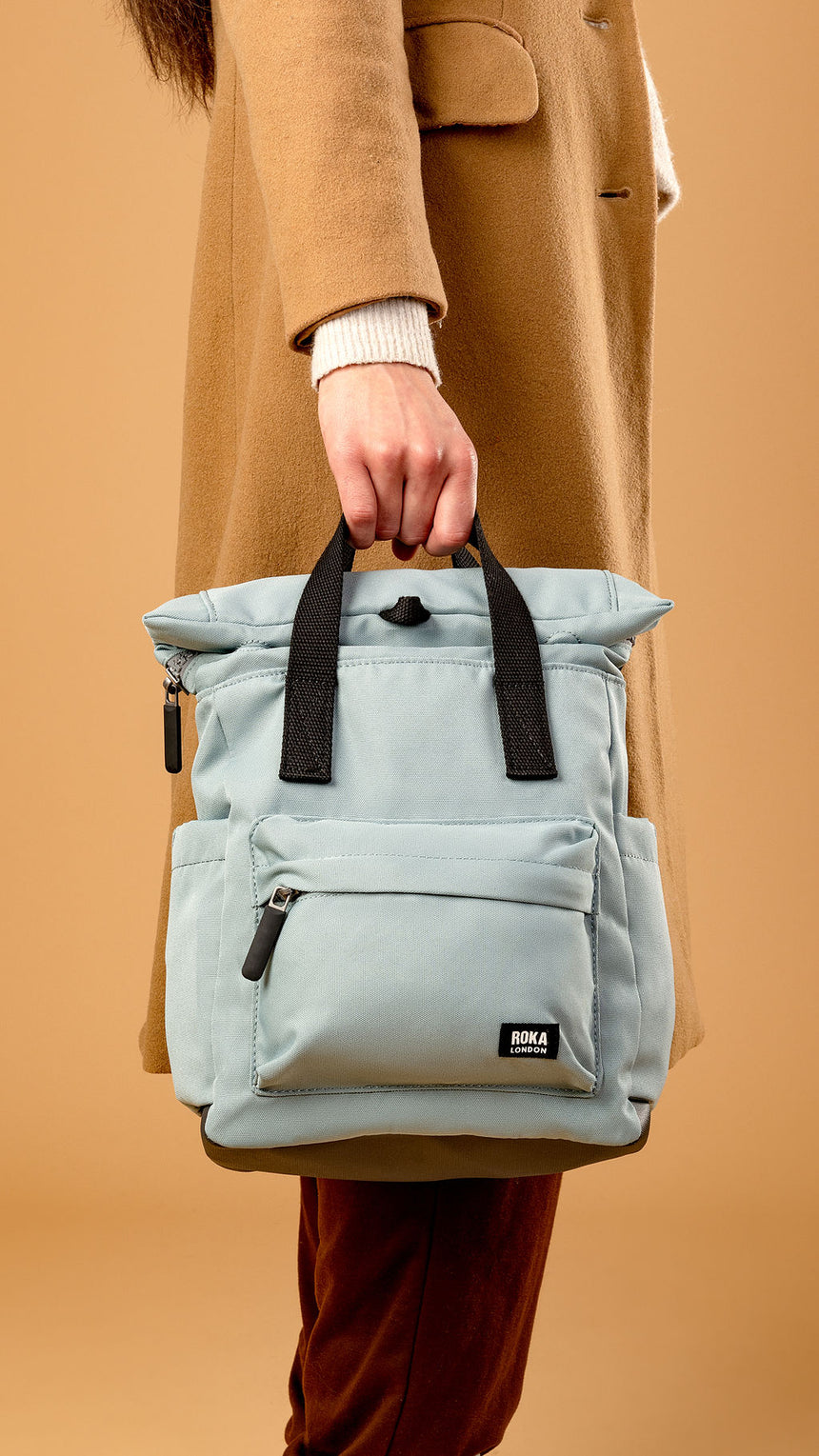 Roka London Black Label, Canfield B Small Rucksack, London Fog (Sustainable Canvas)