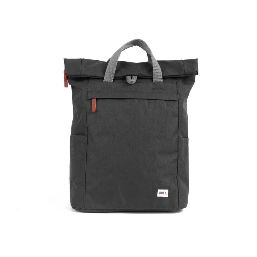 Roka London Finchley Sustainable Canvas Rucksack, Carbon