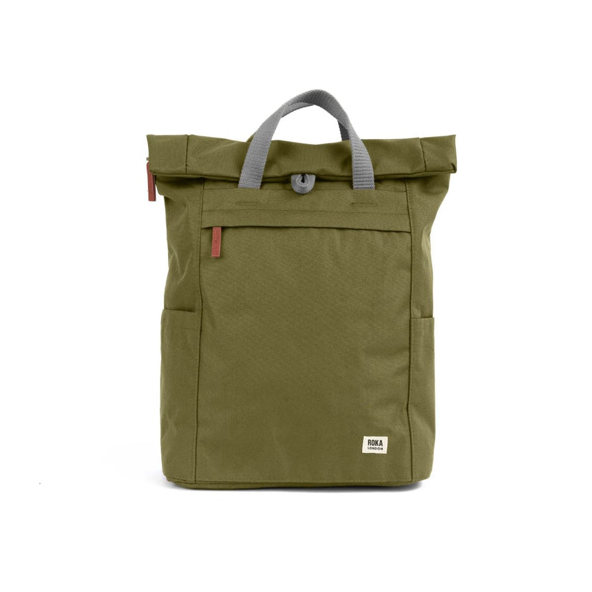Roka London Finchley Sustainable Canvas Rucksack, Moss