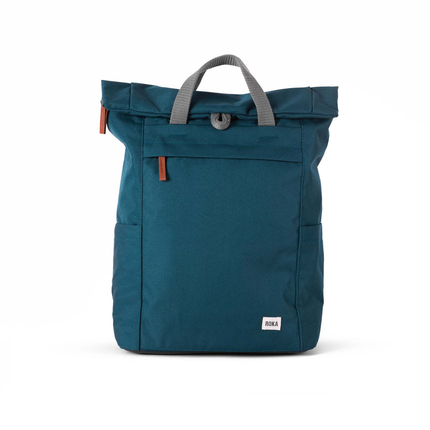 Roka London Finchley Sustainable Canvas Rucksack, Teal