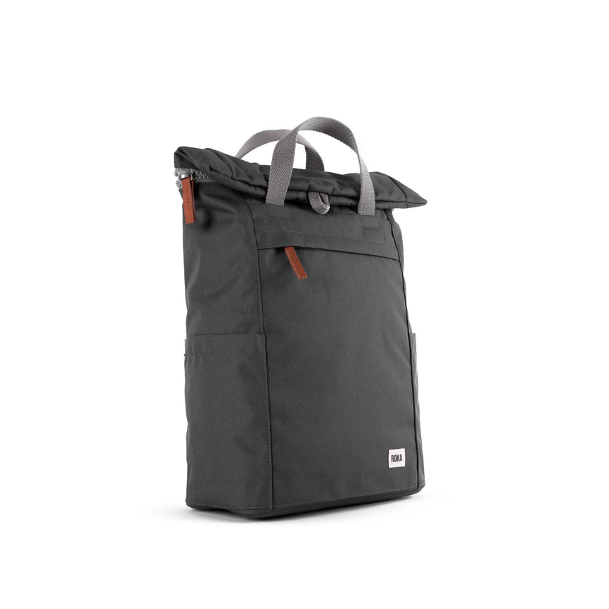 Roka London Finchley Sustainable Canvas Rucksack, Carbon