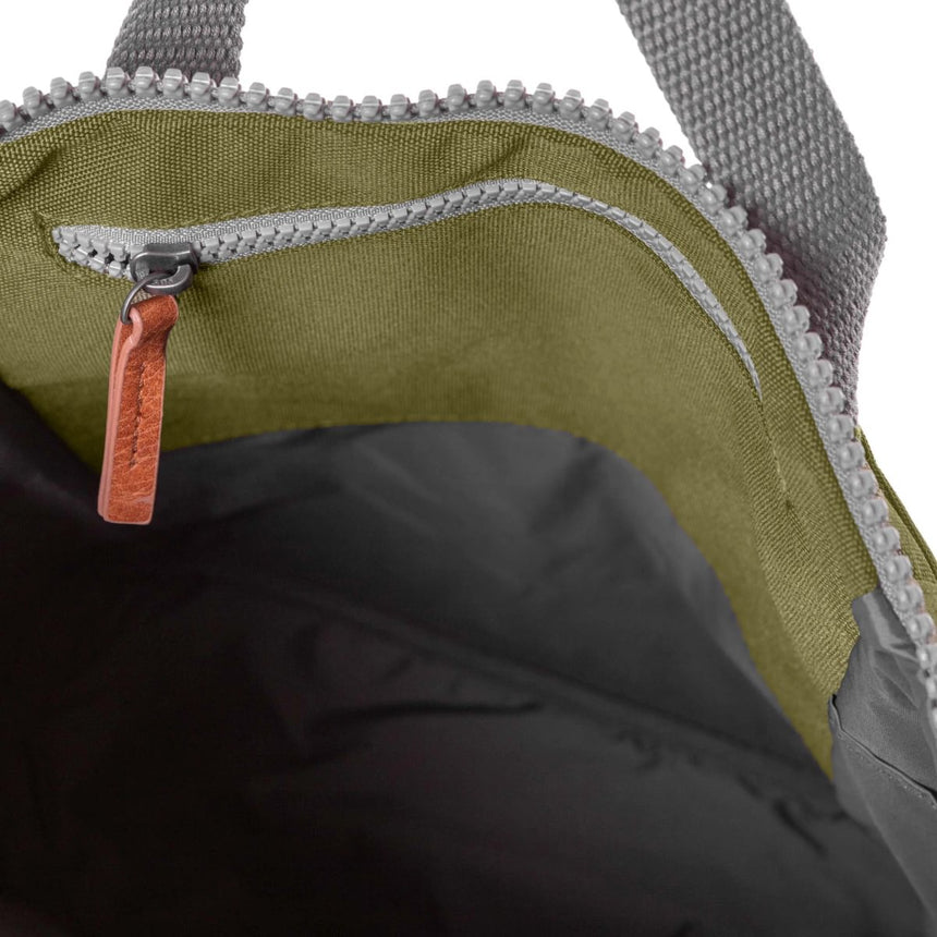 Roka London Finchley Sustainable Canvas Rucksack, Moss