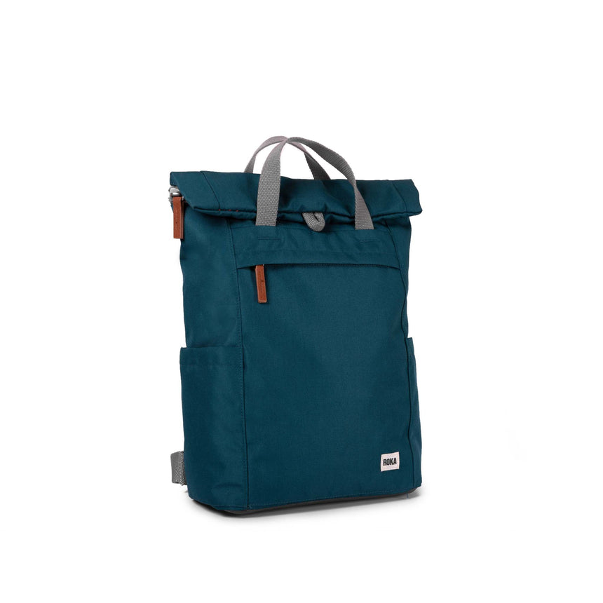 Roka London Finchley Sustainable Canvas Rucksack, Teal